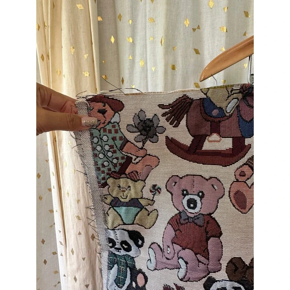 Vintage 80s 90s Small DIY Teddy Bears Tapestry Brocade Scrap Remnant Material